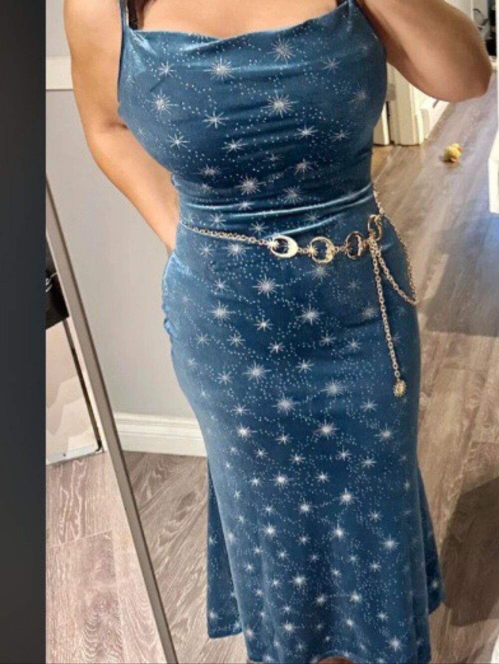 Cider Celestial Velvet Maxi Dress in Dreamy Blue. Size: 1XL